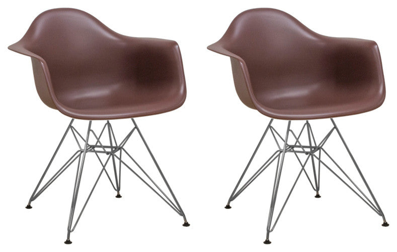 EZ Mod 2 Eiffel Molded Chrome Arm chairs, Chocolate