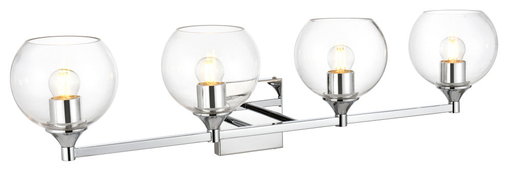 4 Light Chrome And Clear Bath Sconce