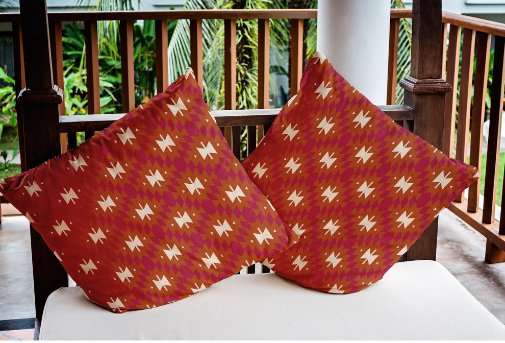 20" x 20" Geo Craze Indoor/Outdoor Polyester Throw Pillow, Dusty Orange