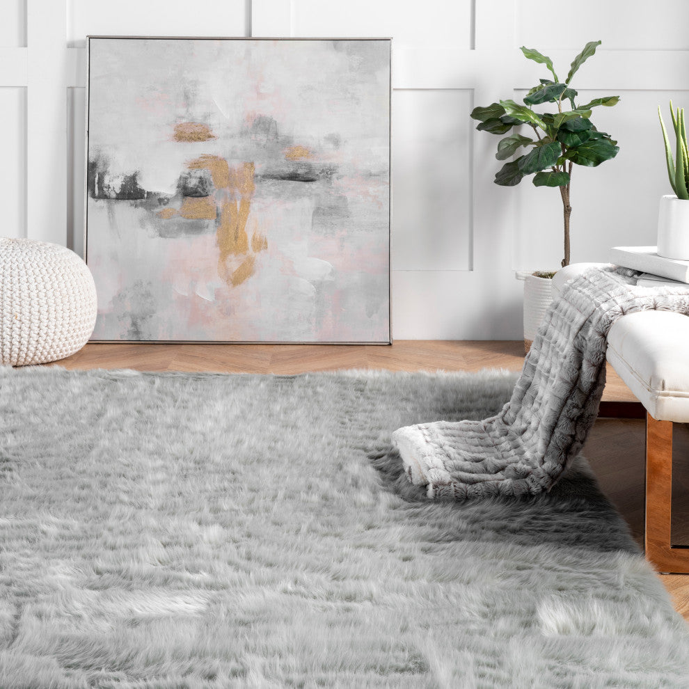 Nuloom Drummond Shag Area Rug, Grey 5'x7'