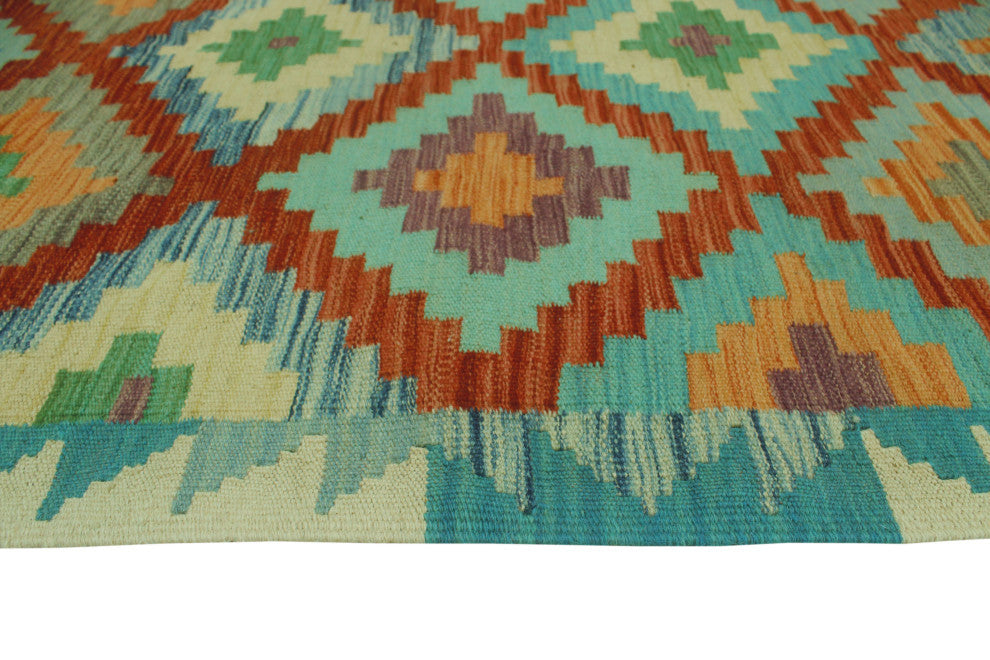 Sangat Kilim Hestia Blue/Orange Rug, 3'10x6'1