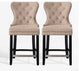 WestinTrends 2PC 24" Tufted Wingback Velvet Counter Height Stool Set, Black, Velvet Taupe