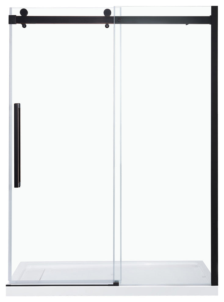Bel Soft-Close Frameless Sliding Soft Close Shower Door, Oil Rubbed Bronze, 60"