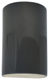 Ambiance ADA Small Cylinder Outdoor Wall Sconce, Closed, Gloss Grey, LED