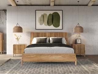Modrest Mikala Modern Natural Oak Bed, Eastern King
