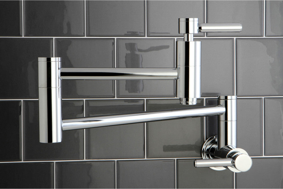 Kingston Brass Wall Mount Pot Filler Kitchen Faucet, Polished Chrome