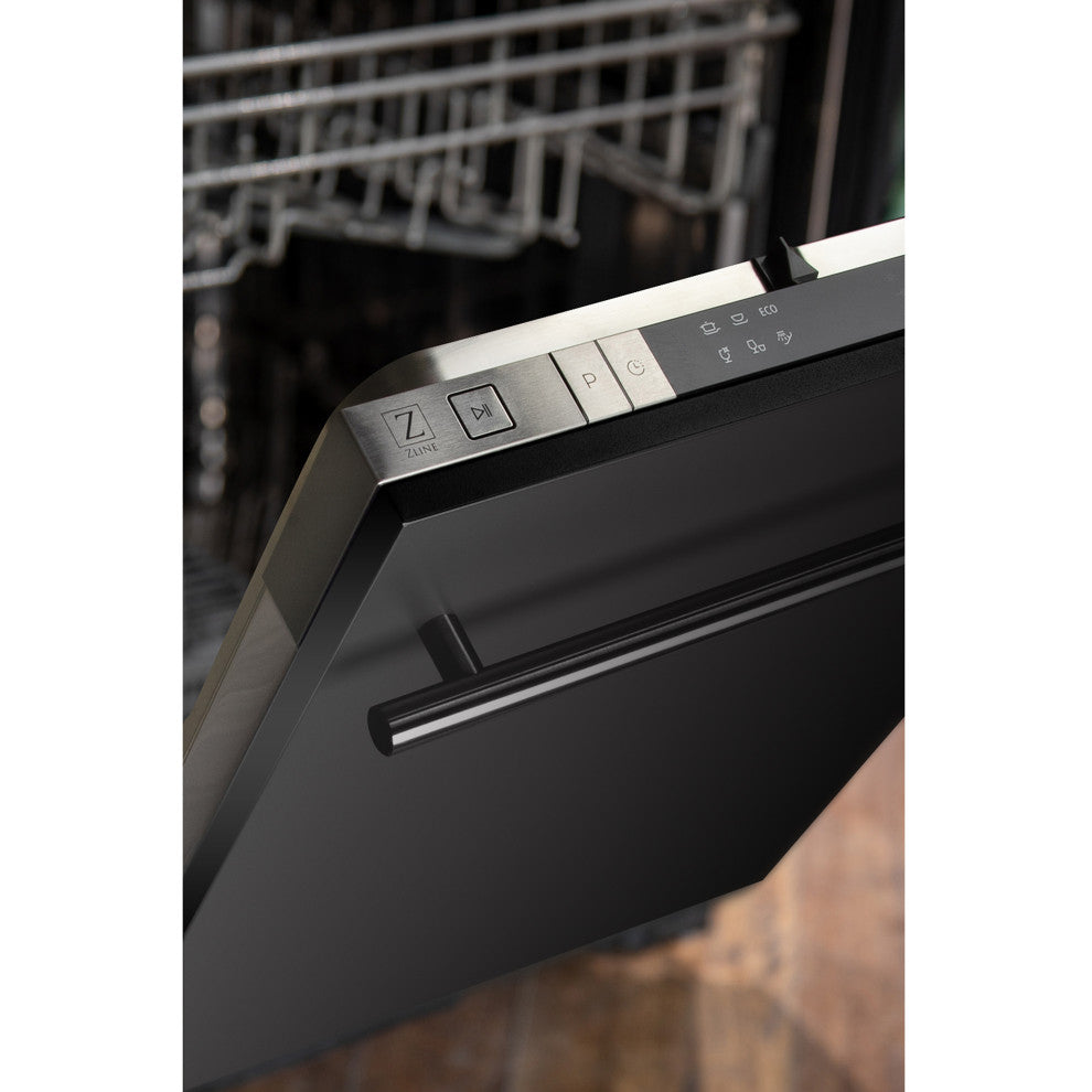 18" Compact Black Stainless Steel Dishwasher, Modern Handle