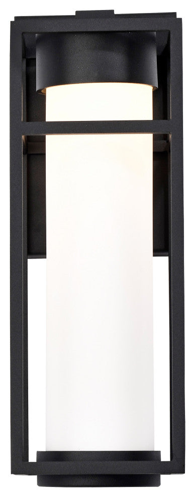 Ledges 6W LED Medium Wall Lantern, Matte Black/White Opal Glass