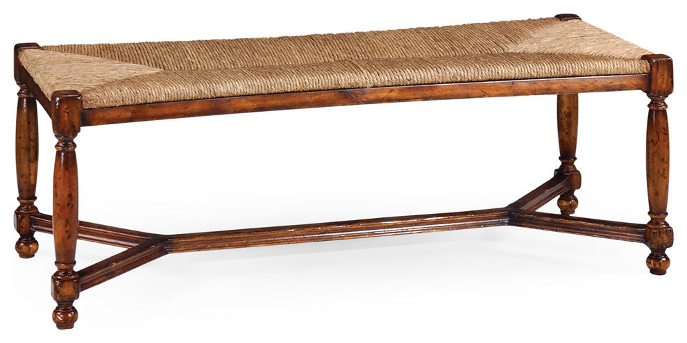 Two Seat Stool With Rush Seat