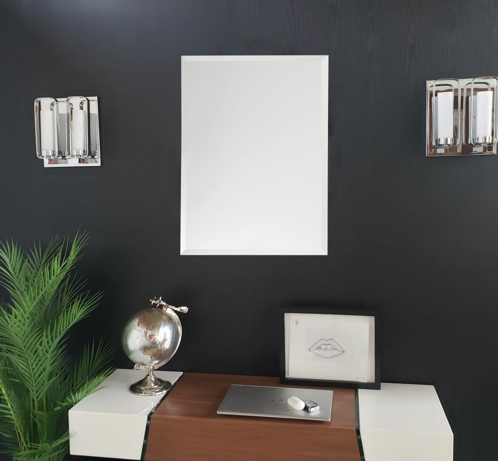 Frameless Square Beveled Mirror, 22" X 28"