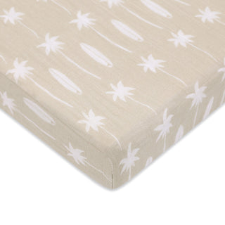 Mini Crib Sheet, GOTS Certified Organic Muslin Cotton, Beach Bum