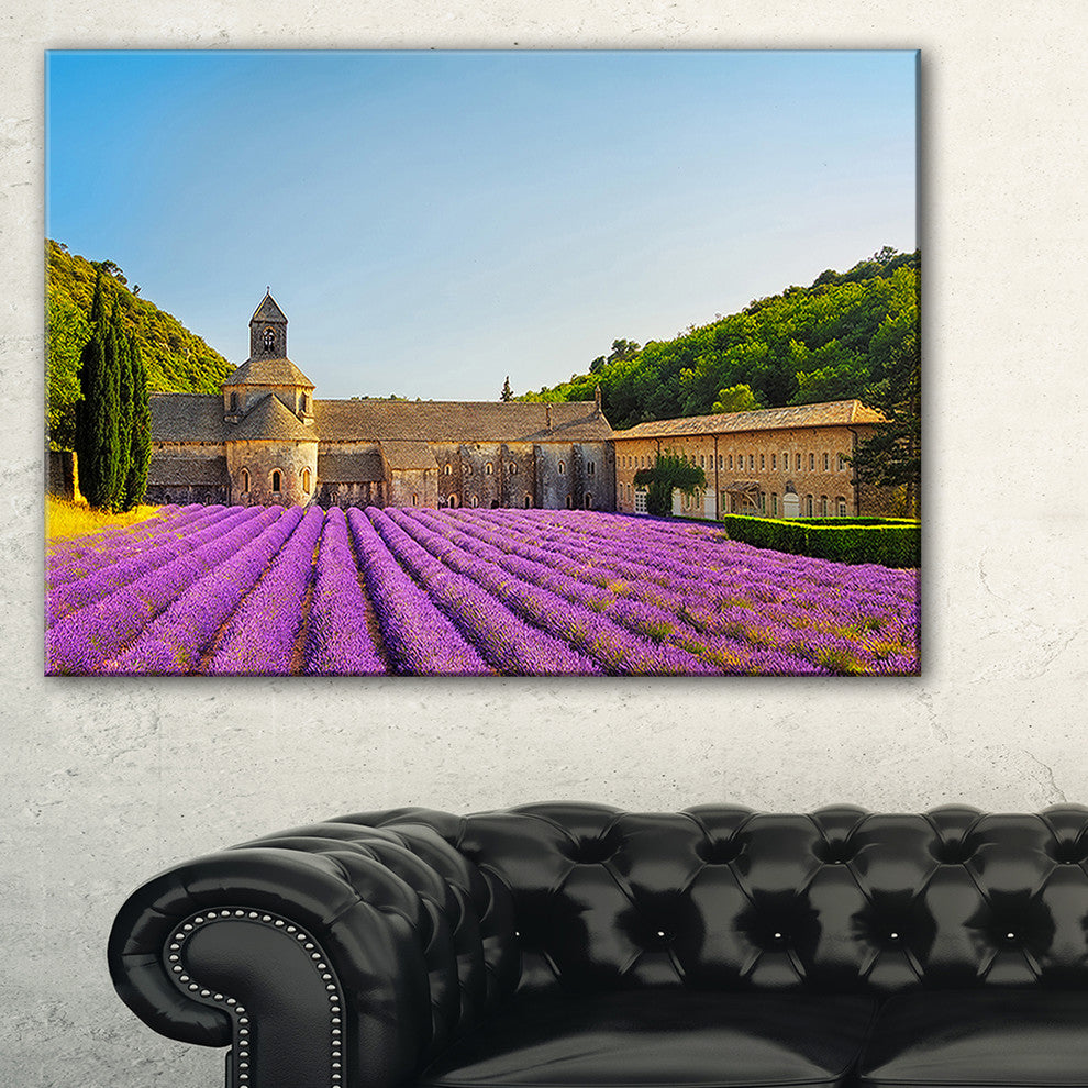 "Abbey of Senanque Lavender Flowers" Landscape Wall Art Print, 1 Panel, 60"x28"