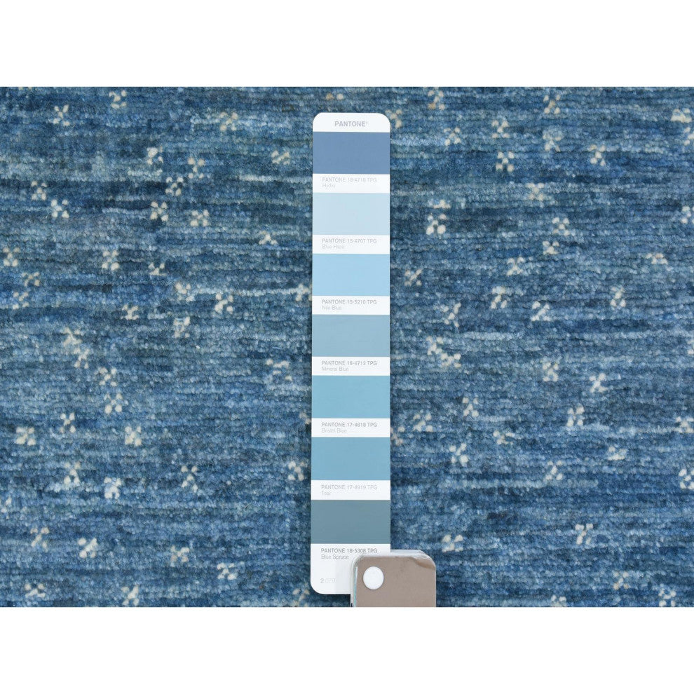 Light Blue Afghan Kashkuli Gabbeh Design Pure Wool Hand Knotted Rug, 9'0"x11'9"