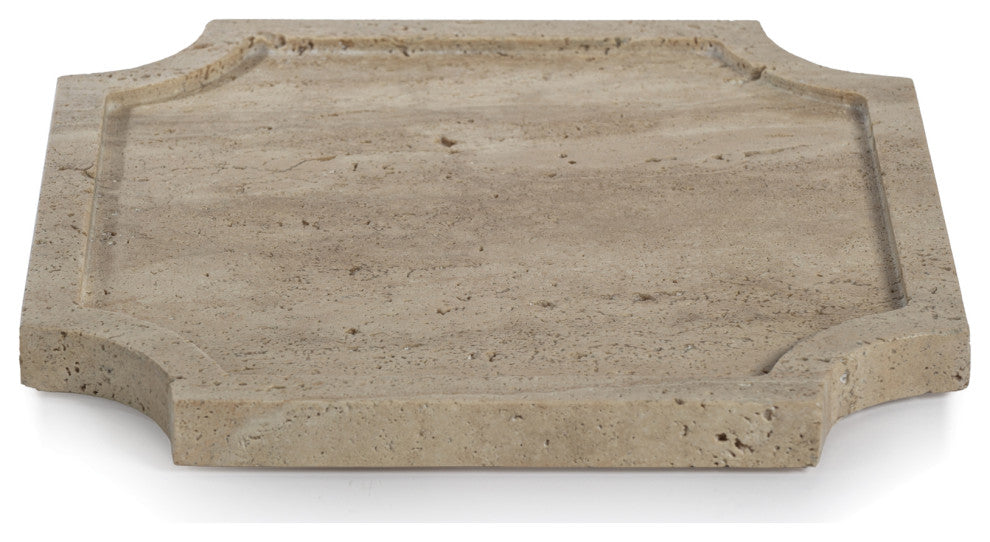 Zahava Travertine Stone Tray, Medium