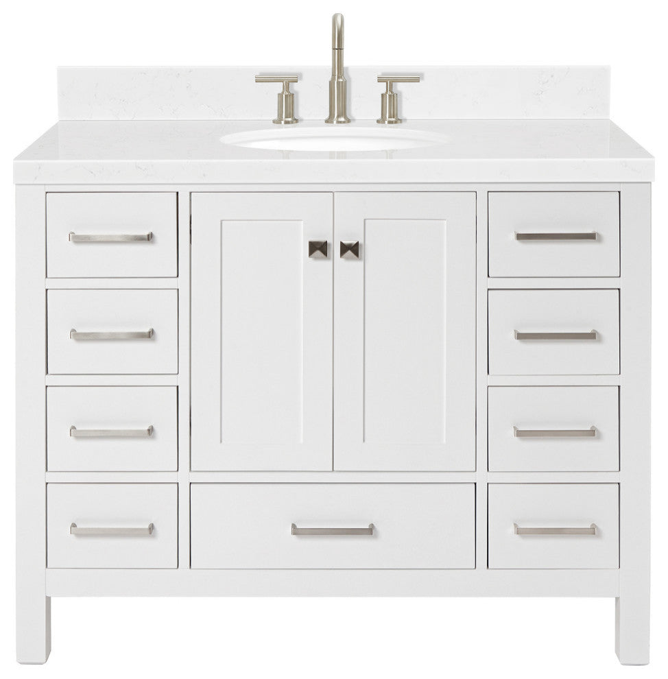 Ariel Cambridge 42" Single Oval Sink Vanity, Carrara Quartz