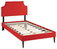 Modway Laura Twin Fabric Platform Bed With Round Tapered Legs, Atomic Red