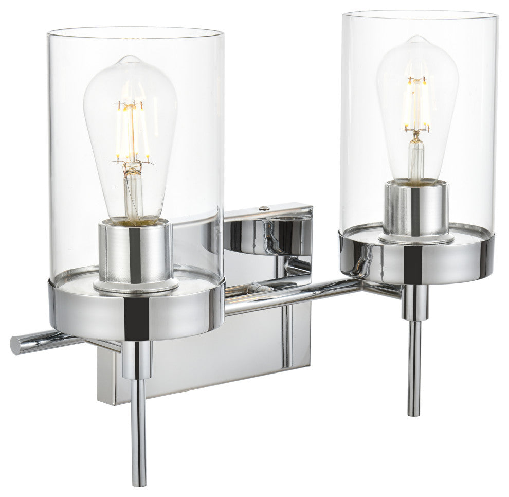 2 Light Chrome And Clear Bath Sconce