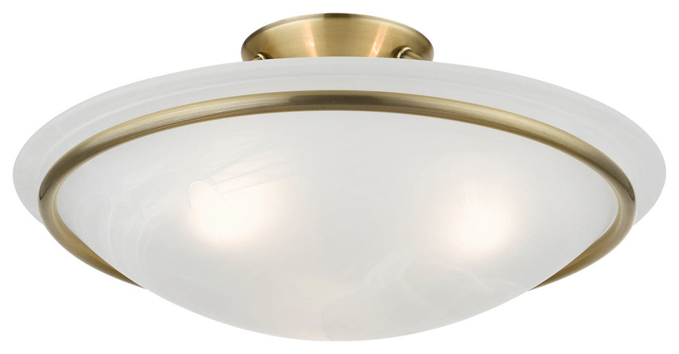 Livex Lighting Antique Brass 3-Light Semi-Flush