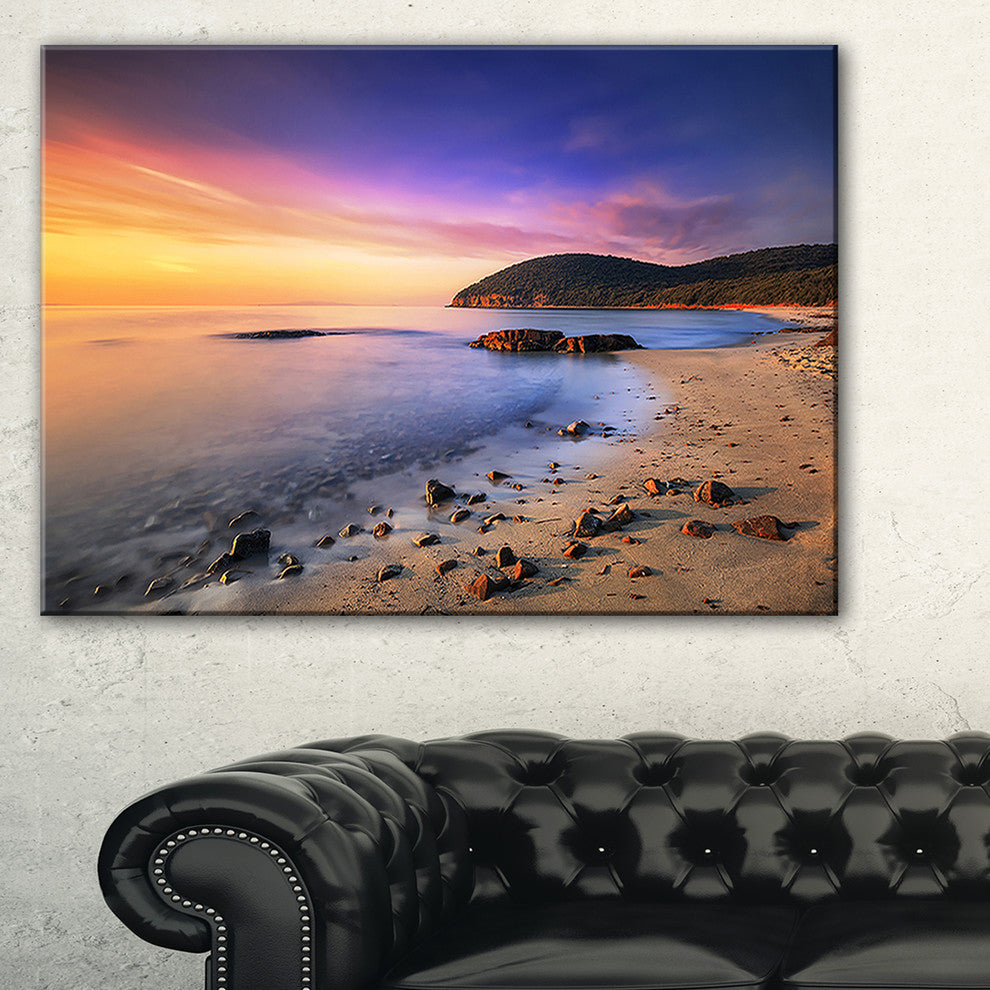 "Sunset in Cala Violina Bay Beach" Seashore Wall Art, 1 Panel, 60"x28"