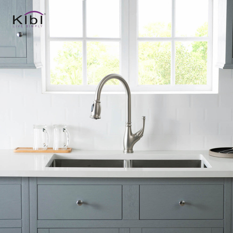 Summit Single Handle Pull Down Kitchen Faucet, Brushed Nickel, W/O Soap Dispense