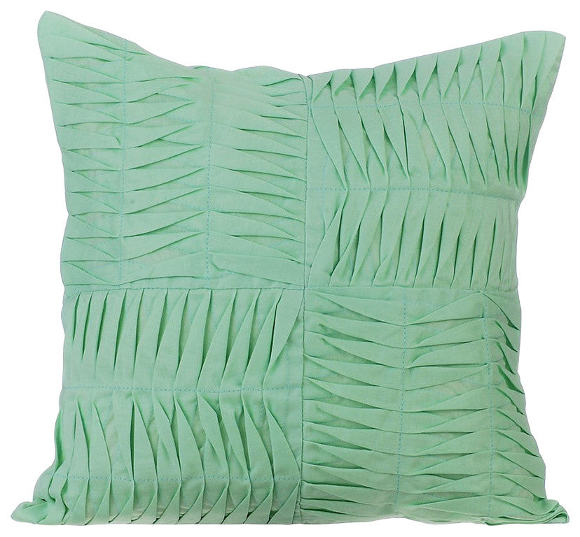 Green Decorative Euro shams 26"x26" Cotton, Green Pintuck Blocks