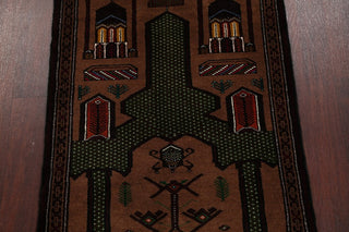 Balouch Geometric Handmade Persian Style Oriental Area Rug, Brown, 4'4"X2'10"