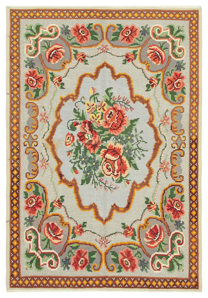 Rug N Carpet - Handmade Moldovan 5' 2'' x 7' 6'' Unique Flatweave Kilim Rug