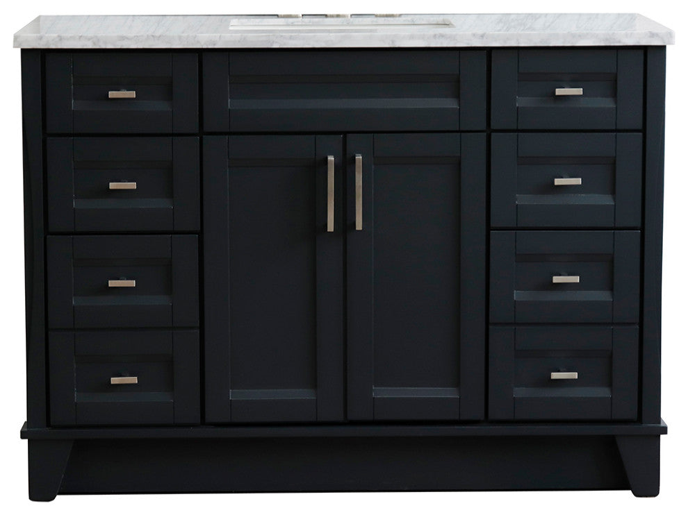 49" Single Sink Vanity, Dark Gray Finish With White Carrara Marble
