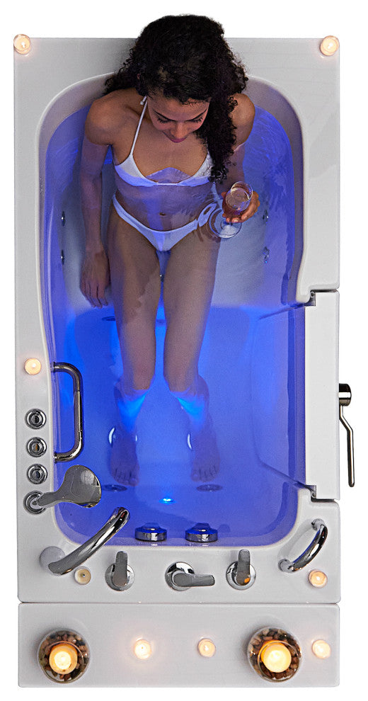 Capri 30x52 Acrylic Massage Walk-In Bathtub with Outward Swing Door, Left Drain,
