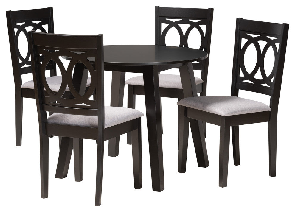 Erica 5-Piece Dining Set, Gray/Dark Brown