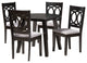 Erica 5-Piece Dining Set, Gray/Dark Brown