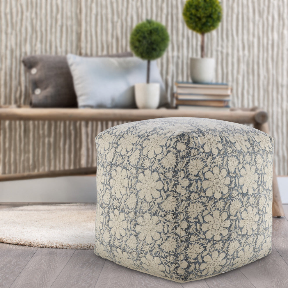 Bohemian Cottage Floral Cube Pouf
