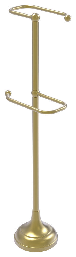 Free Standing Two Roll Toilet Tissue Stand, Satin Brass