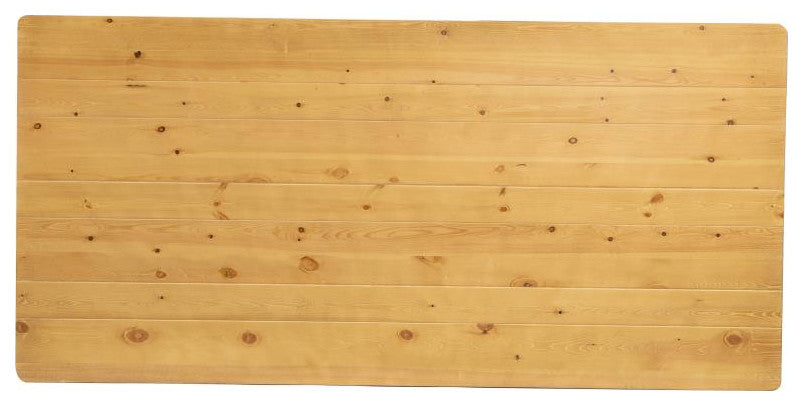 HERCULES Series 7' x 40" Rectangular Solid Pine Folding Farm Table, Light Natural