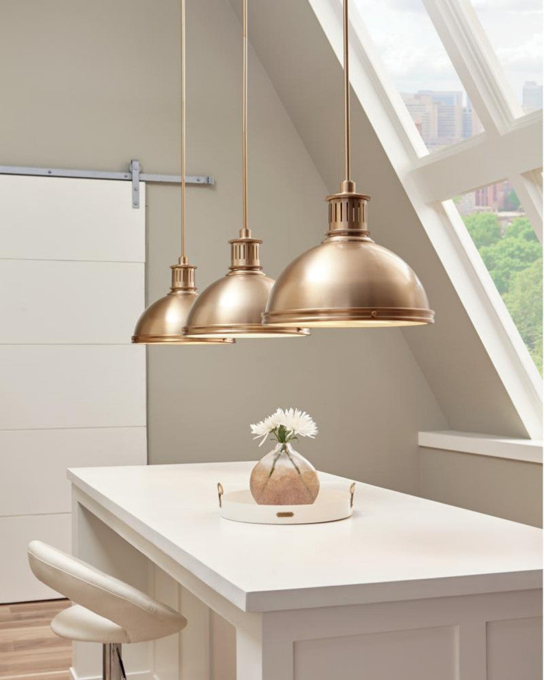 Pratt Street 2-Light Pendant, Satin Brass