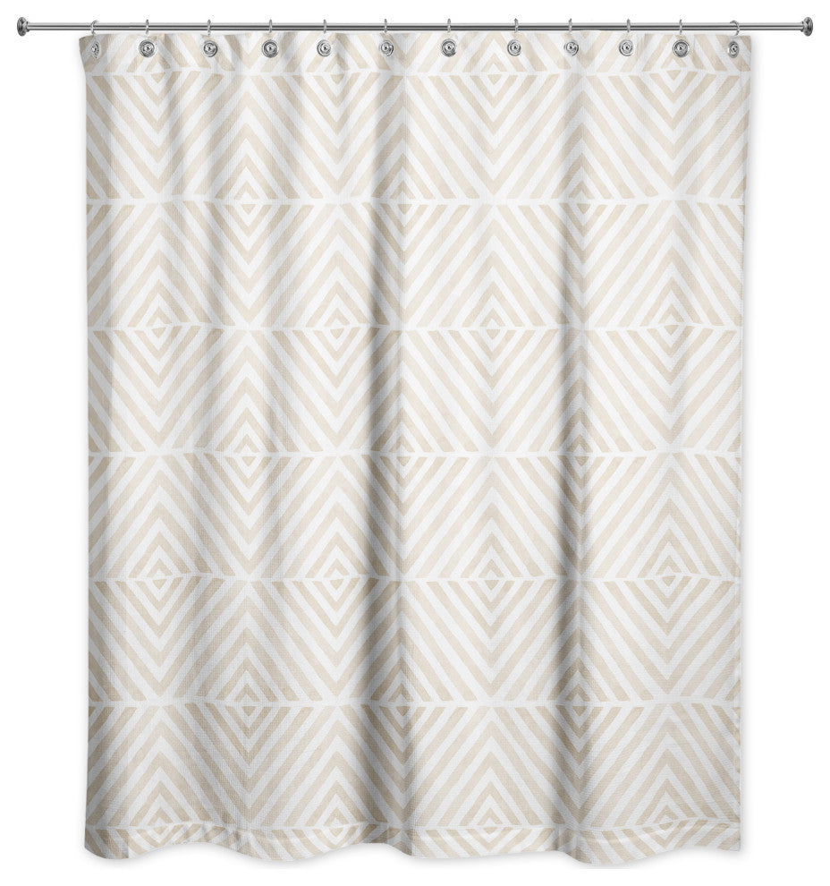 Cream Diamond Pattern 71x74 Shower Curtain