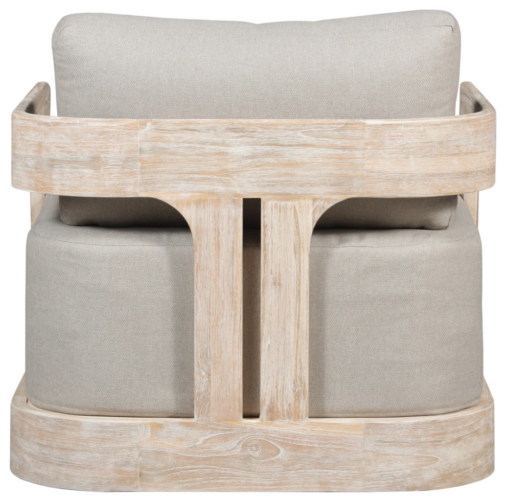Paradiso Outdoor Teak Natural Look Swivel Chair - Gray Fabric