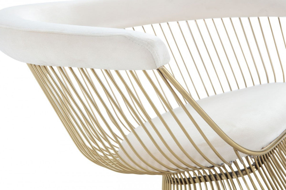 Swell Gold Dining Chair Arm Chair, Beige
