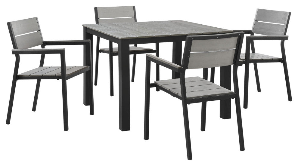 Brown Gray Maine 5 Piece Outdoor Patio Dining Set