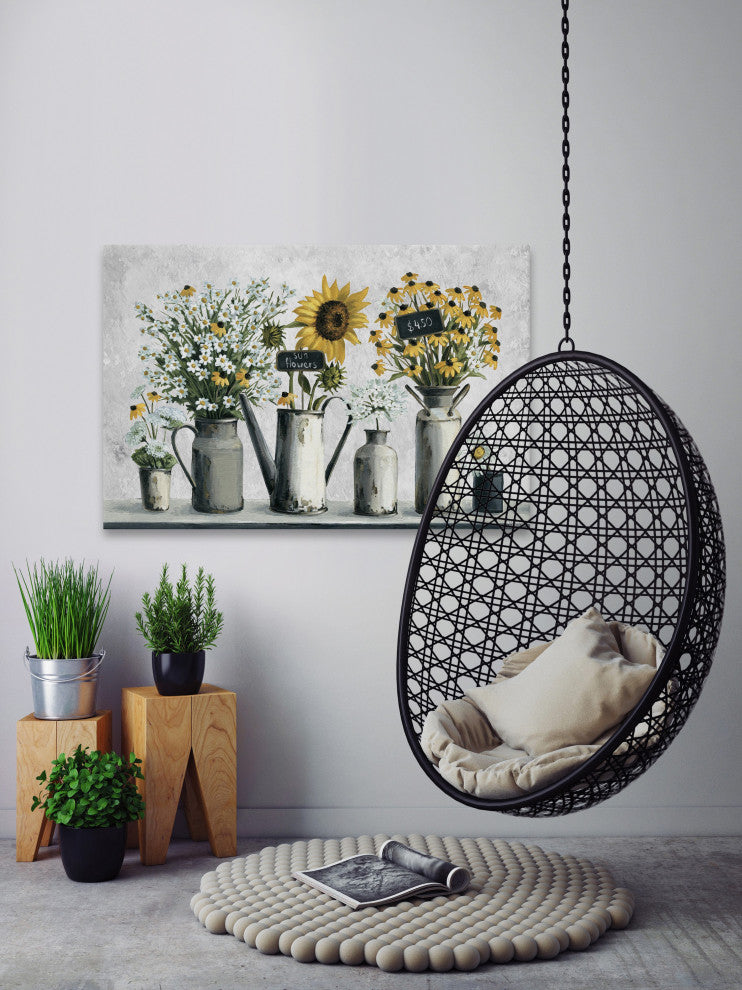 "Fresh Cut Sunflowers" Painting Print on Wrapped Canvas