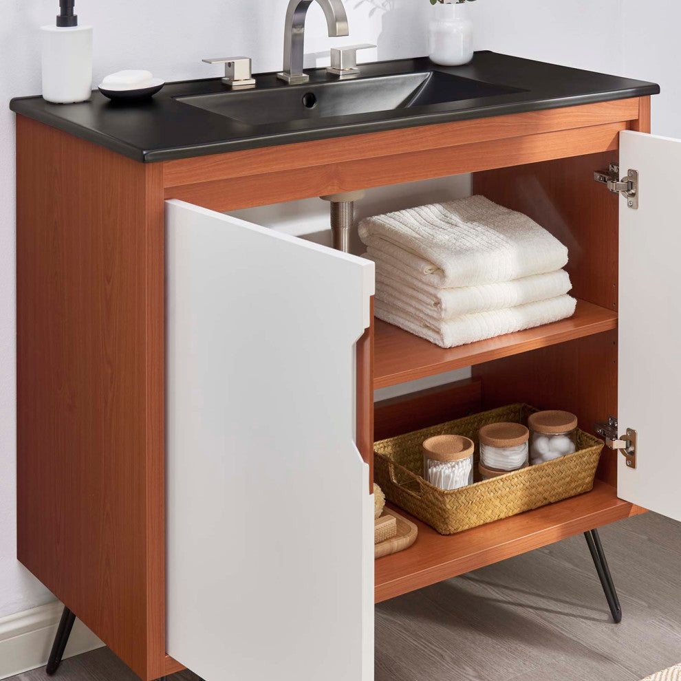 Energize 36" Bathroom Vanity, Cherry White Black