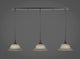 3 Light Mini Pendant In Dark Granite, 10" Gray Linen Glass