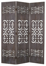 52 X 67 Brown 3 Panel Wood  Screen