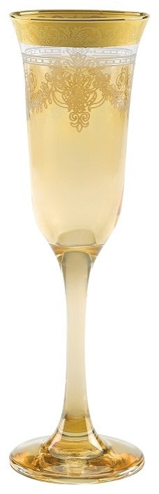 Amber Flutes Set of 6 with Gold Band