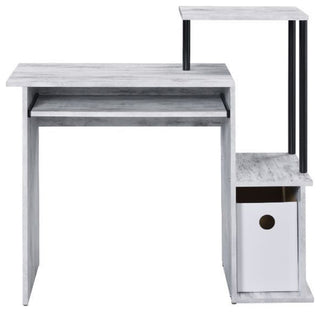Computer Desk With Keyboard Tray, Antique White and Black