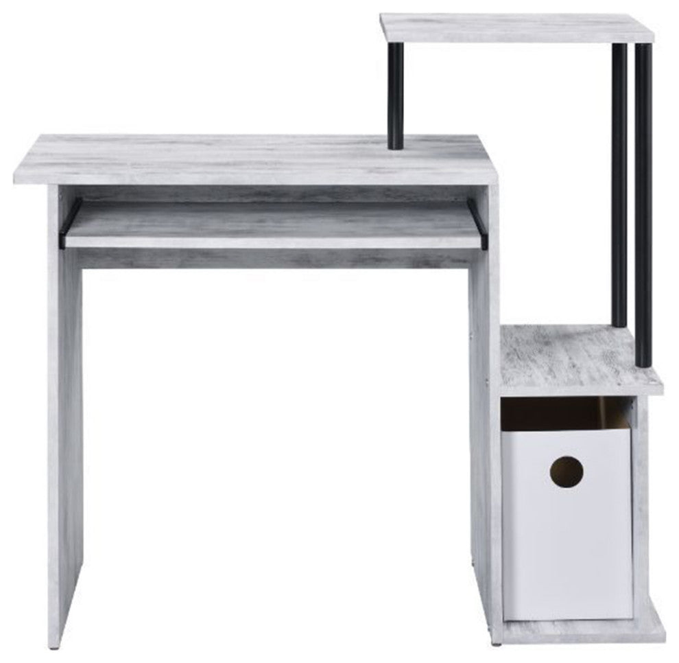 Computer Desk With Keyboard Tray, Antique White and Black