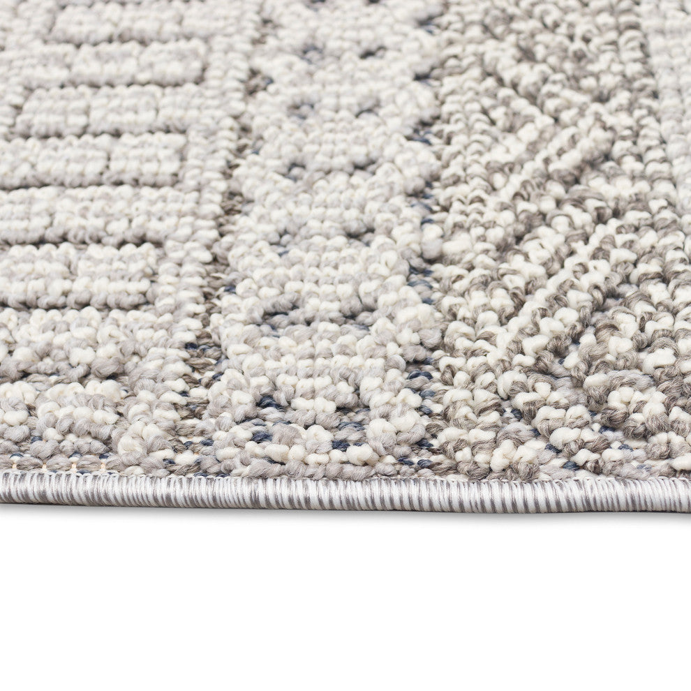 Dunes Geo Stripe Indoor/Outdoor Rug Silver 6'6"x9'3"