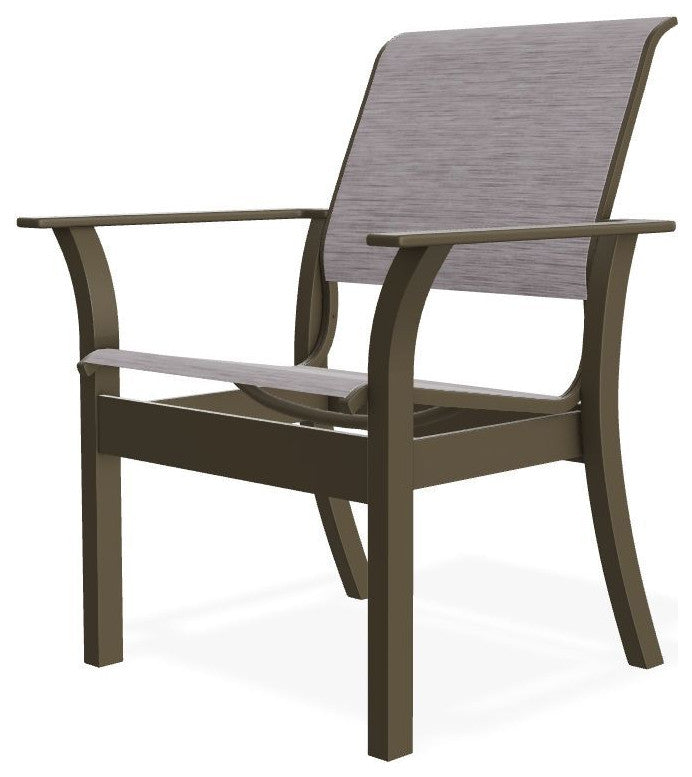 Leeward Sling Stackable Outdoor Dining Chair, Fossil/Beachwood