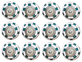 Knob-It Knobs, Set of 12, White and Aqua