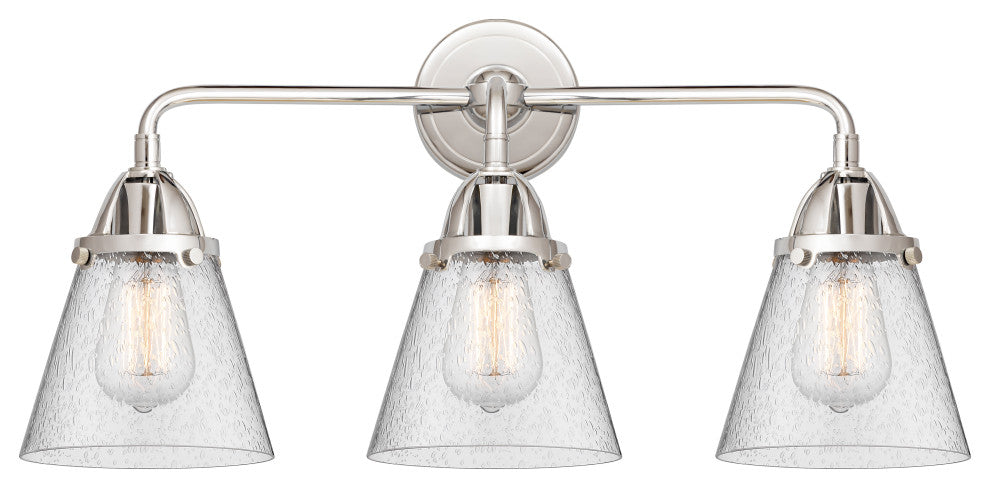 Small Cone Bath Vanity Light, Polished Chrome/Seedy